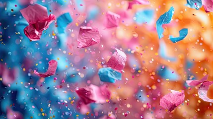 Collage, party supplies, confetti, banners, layered, eclectic, artsy, 4k, ultra hd