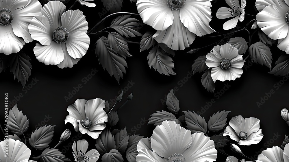 Aufkleber elegant floral border design with intricate, patterns and delicate blooms, adding a touch of sophist