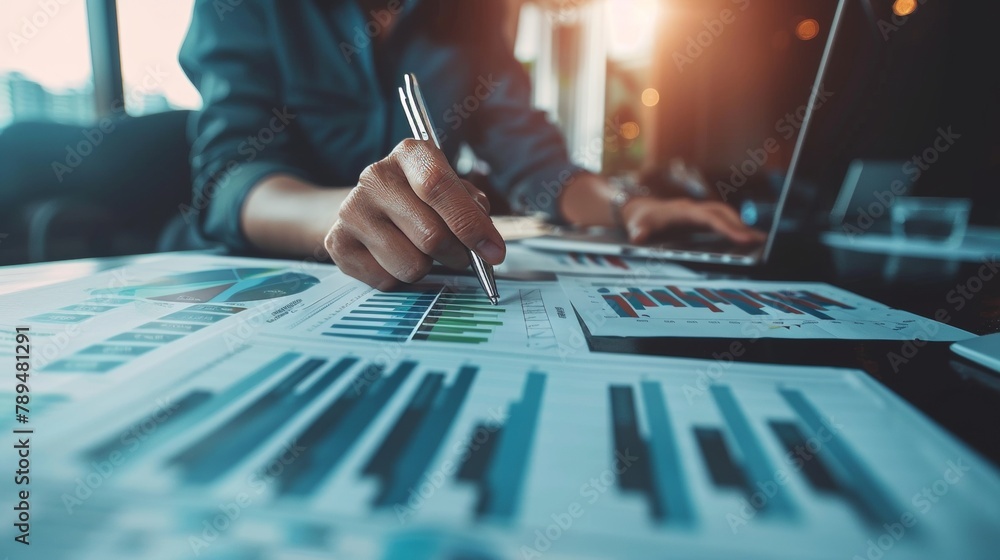 Poster data analysis and statistics for a business concept. finance chart. financial planning.