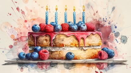 Hand-drawn, cake slices, candles, doodles, sketched, artistic, pencil strokes, 4k, ultra hd