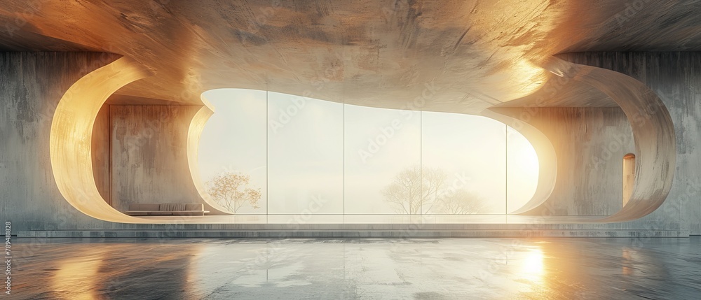 Leinwandbilder abstract modern architecture with an empty concrete floor, used as a background for car presentation