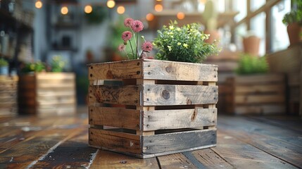 Rustic wooden crate party decorations on white backdrop, 4k, ultra hd - obrazy, fototapety, plakaty