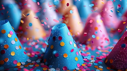 Seamless pattern of party poppers in bright colors, 4k, ultra hd