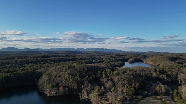 catskill mountains (aerial footage of catskills with lake in foreground) rosendale, kingston (scenic hills at sunset, dusk) upstate new york hudson valley (beautiful landscape drone shot) establishing