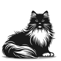 Black silhouette of cat. Vector illustration.
