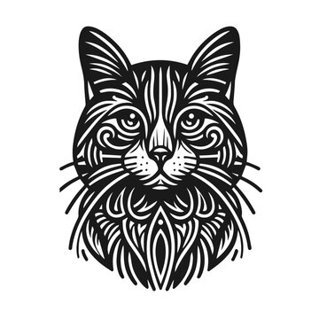 Black silhouette of cat. Vector illustration.
