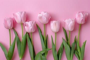 pink background with pink tulips,