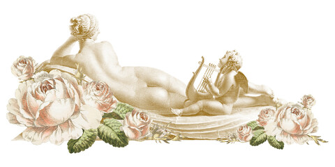 PNG back view reclining Venus sculpture © Rawpixel.com