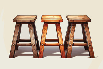 Vector of a wooden stool on white background.