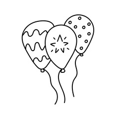 Balloons in doodle style. Isolated on white background