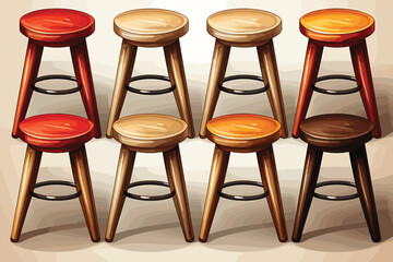 Vector of a wooden stool on white background.
