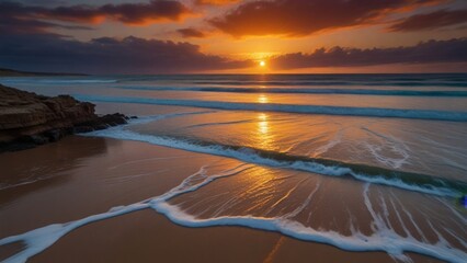 Stunning coastal sunset evening sea and sea - 789484223