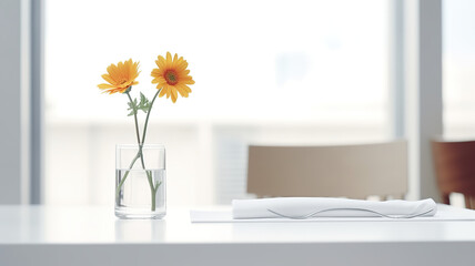 A flower-filled restaurant scene is isolated on a background of pure white.