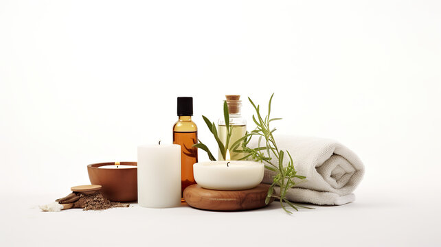 Arrangement of self-care items isolated on a white background