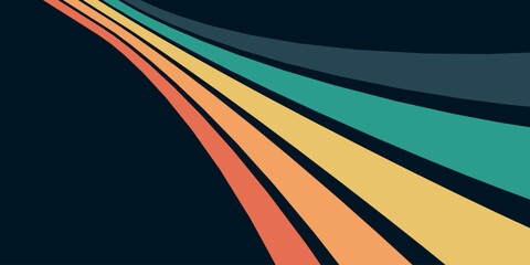 Abstract background of rainbow groovy Wavy Line design in 1970s Hippie Retro style. Vector pattern ready to use for cloth, textile, wrap and other.