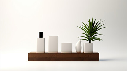 Isolated six abstract podiums for the placement of cosmetic products on a background of pure white