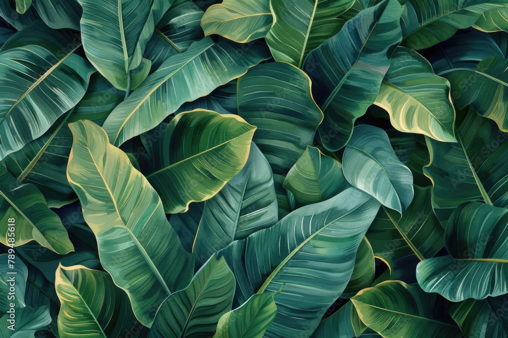 Poster a close-up view of a bunch of green leaves. suitable for nature and environmental concepts