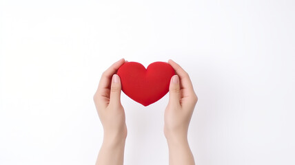 Valentine's Day indoors with hands isolating a heart symbol on a white background