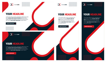 Set of modern business web banner, rollup design template
