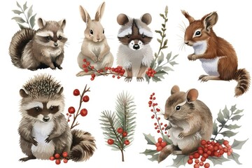 A variety of animals sitting in unity. Suitable for various nature and wildlife concepts