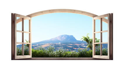 window isolated in provence on a background of only white