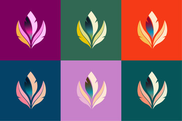 Fototapeta na wymiar set of colorful leaves logo icon design template, nature leaf illustration