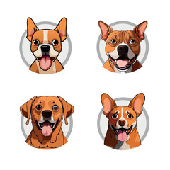 Vector illustration portraits of dogs