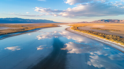 Scenic Wyoming Landscape, Drone Capture of River Basin