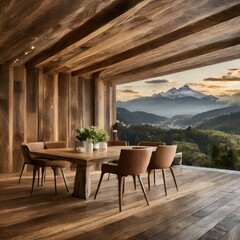 luxury wooden texture wallpaper, exuding sophistication and elegance for discerning homeowners seeking refined interior decor table and chairs in the garden