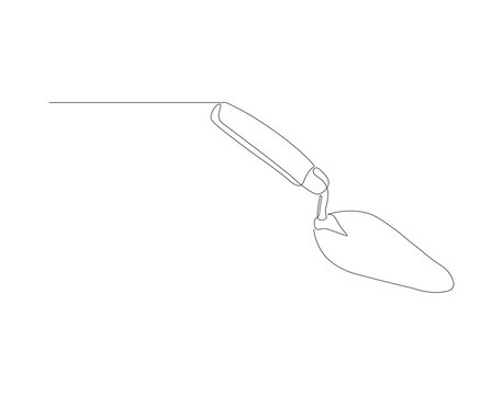 recommend clip art: Continuous line drawing of cement trowel. One line of cement trowel for brick. Worker tool concept continuous line art. Editable outline