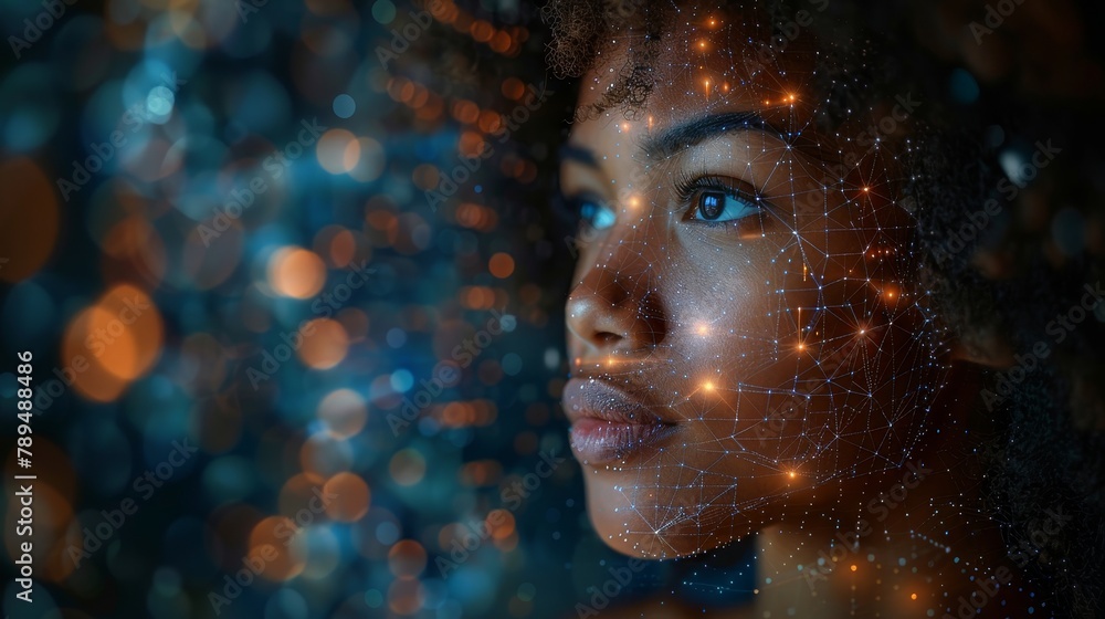 Aufkleber Using AI in a workplace and having a conversation. Deep learning. IoT (Internet of Things). ICT (Information Communication Technology).