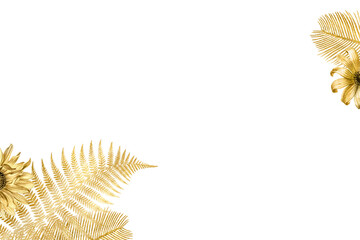 Png sunflower palm leaf gold border frame