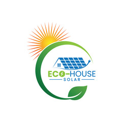 Eco House Solar Logo Design ,Vector Design