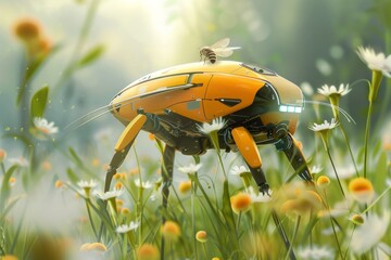 Exploring Futuristic Robotic Pollination Technologies - obrazy, fototapety, plakaty