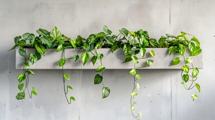 Lush Trailing Greenery Adorning a Rustic Concrete Wall in a Modern Interior