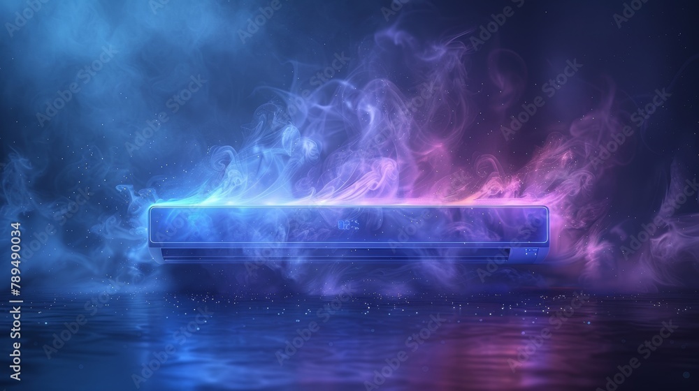 Aufkleber Flow of air with ions (positive and negative). Abstract light effect blowing from a purifier or humidifier.