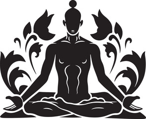 Yoga practice black silhouette vector illustration