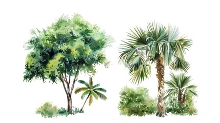 A couple of trees standing side by side. Suitable for nature themes