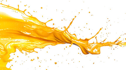 Yellow paint splashes isolated on a transparent background, PNG, Ai