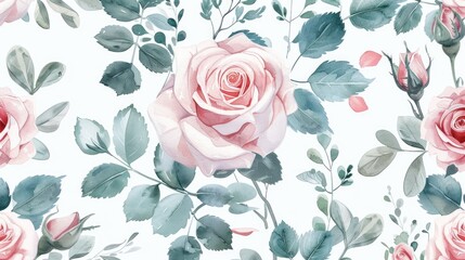 Beautiful watercolor painting of pink roses on a white background. Perfect for floral designs and greeting cards