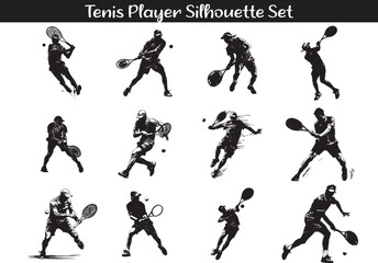 Male Tennis Player Silhouette Vector Illustration