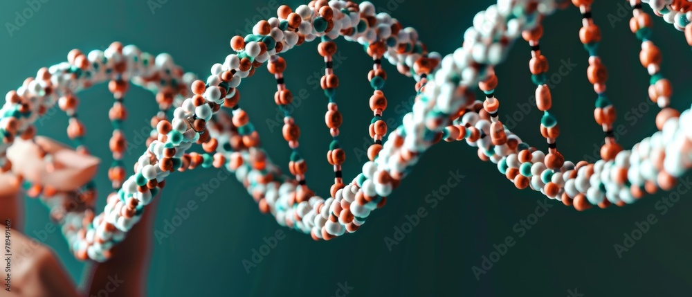 Poster the background is abstract dark blue and black with digital codes, dna dna biology, data communicati