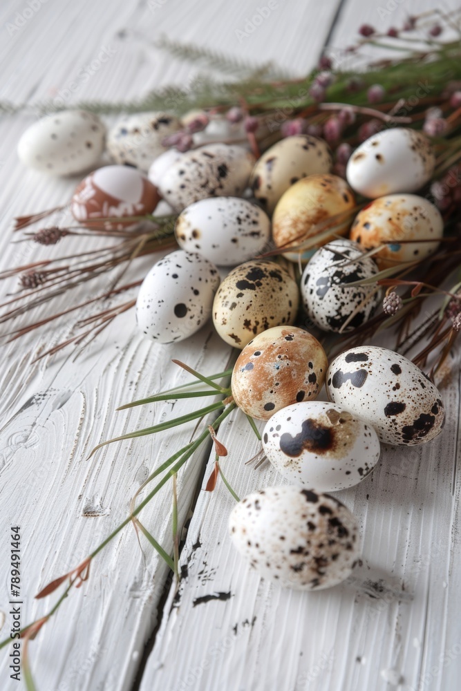 Poster fresh eggs arranged neatly on a rustic wooden table. perfect for farm or cooking concepts