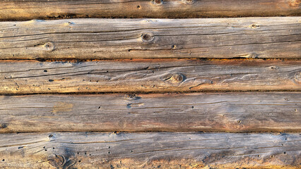 Wooden background. Old Wooden boards close-up, background, texture. Old wood background. Wall of a wooden house, close-up