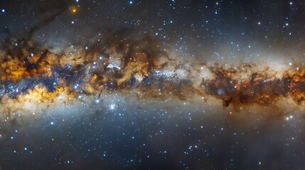 Long exposure photo of Milky way galaxy closeup with stars - obrazy, fototapety, plakaty
