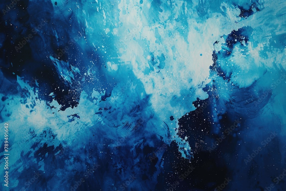 Poster abstract painting of a blue and black ocean, suitable for various design projects