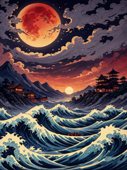 the moon over the sea