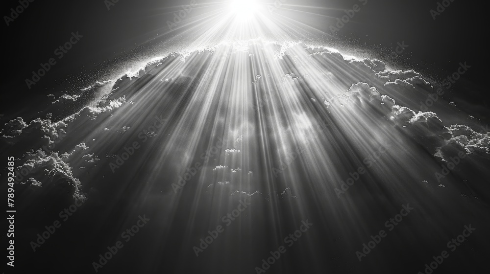 Poster an overlay of sun rays isolated on a black background. an overlay design idea expressing sunlight sp