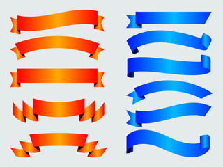 Fototapeta premium Ribbon elements. Modern simple ribbons collection. Flat banner ribbon for decorative design. Ribbons, Banners, badges, Labels Design Elements.