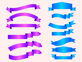 Obraz premium Ribbon elements. Modern simple ribbons collection. Flat banner ribbon for decorative design. Ribbons, Banners, badges, Labels Design Elements.